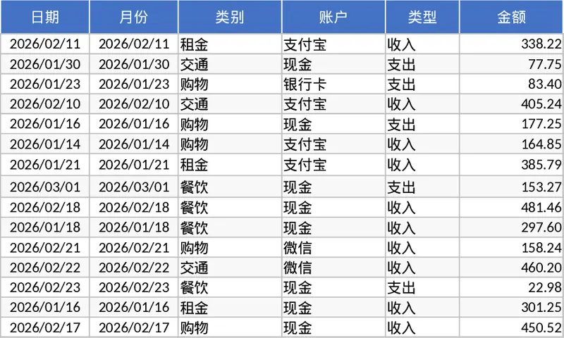 个人月度预算规划与收支可视化分析记账模板
